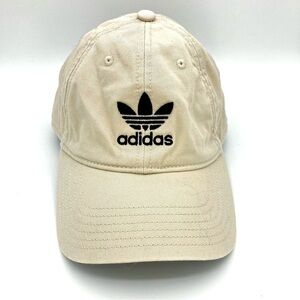 ADIDAS 100% COTTON KHAKI HAT/CAP, WITH BLACK‎ LOGO, ADJ STRAPBACK UNISEX OSFM